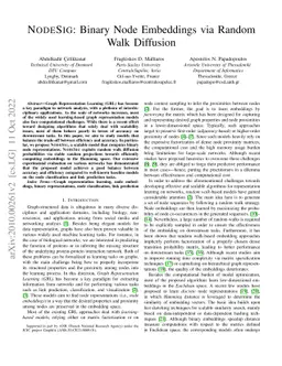 NodeSig: Binary Node Embeddings via Random Walk Diffusion