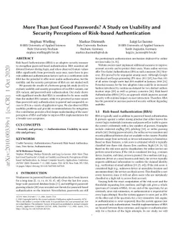 More Than Just Good Passwords? A Study on Usability and Security
  Perceptions of Risk-based Authentication
