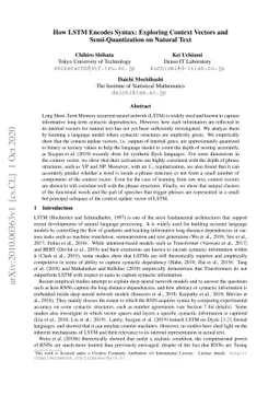 How LSTM Encodes Syntax: Exploring Context Vectors and Semi-Quantization
  on Natural Text