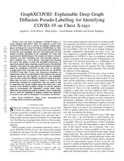 GraphXCOVID: Explainable Deep Graph Diffusion Pseudo-Labelling for
  Identifying COVID-19 on Chest X-rays