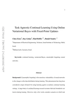 Task Agnostic Continual Learning Using Online Variational Bayes with
  Fixed-Point Updates