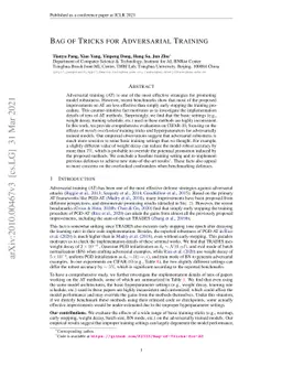 Bag of Tricks for Adversarial Training