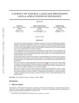 A survey on natural language processing (nlp) and applications in
  insurance