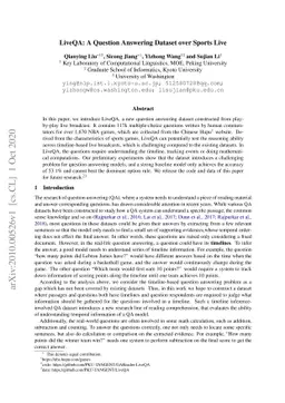 LiveQA: A Question Answering Dataset over Sports Live