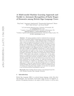 A Multi-modal Machine Learning Approach and Toolkit to Automate
  Recognition of Early Stages of Dementia among British Sign Language Users