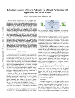 Robustness Analysis of Neural Networks via Efficient Partitioning with
  Applications in Control Systems