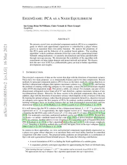 EigenGame: PCA as a Nash Equilibrium