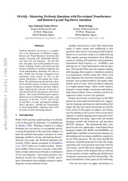 ISAAQ -- Mastering Textbook Questions with Pre-trained Transformers and
  Bottom-Up and Top-Down Attention