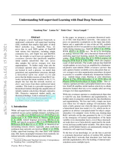 Understanding Self-supervised Learning with Dual Deep Networks