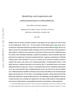 Quantifying social organization and political polarization in online
  platforms