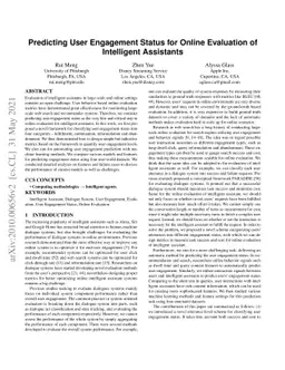 Predicting User Engagement Status for Online Evaluation of Intelligent
  Assistants