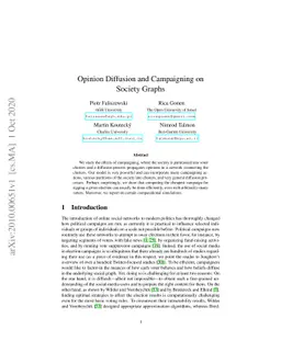 Opinion Diffusion and Campaigning on Society Graphs