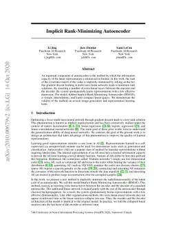 Implicit Rank-Minimizing Autoencoder