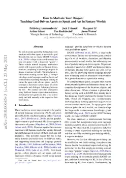 How to Motivate Your Dragon: Teaching Goal-Driven Agents to Speak and
  Act in Fantasy Worlds