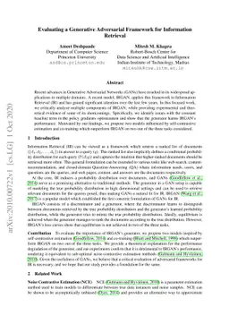 Evaluating a Generative Adversarial Framework for Information Retrieval