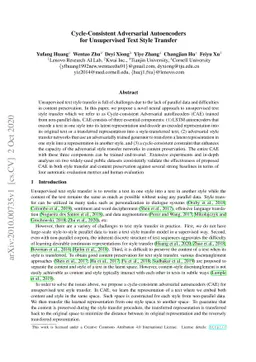 Cycle-Consistent Adversarial Autoencoders for Unsupervised Text Style
  Transfer