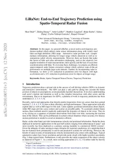 LiRaNet: End-to-End Trajectory Prediction using Spatio-Temporal Radar
  Fusion