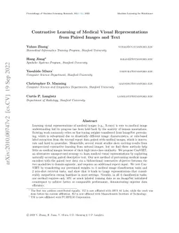 Contrastive Learning of Medical Visual Representations from Paired
  Images and Text