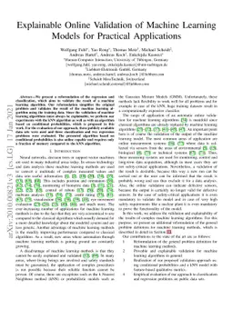 Explainable Online Validation of Machine Learning Models for Practical
  Applications