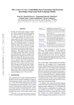 MEGATRON-CNTRL: Controllable Story Generation with External Knowledge
  Using Large-Scale Language Models