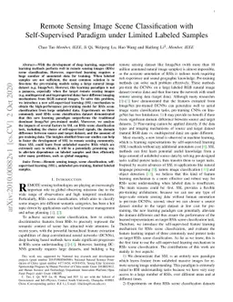 Remote Sensing Image Scene Classification with Self-Supervised Paradigm
  under Limited Labeled Samples