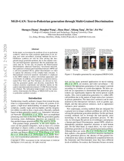 MGD-GAN: Text-to-Pedestrian generation through Multi-Grained
  Discrimination