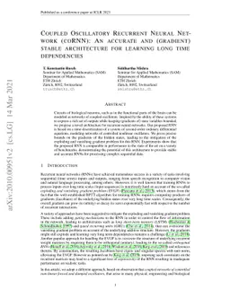 Coupled Oscillatory Recurrent Neural Network (coRNN): An accurate and
  (gradient) stable architecture for learning long time dependencies