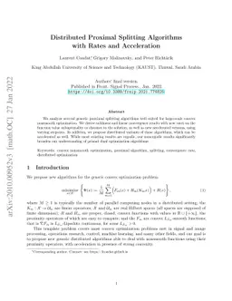 Distributed Proximal Splitting Algorithms with Rates and Acceleration