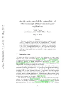 An alternative proof of the vulnerability of retrieval in high intrinsic
  dimensionality neighborhood