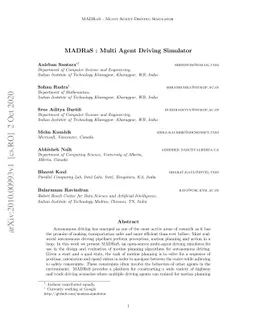 MADRaS : Multi Agent Driving Simulator