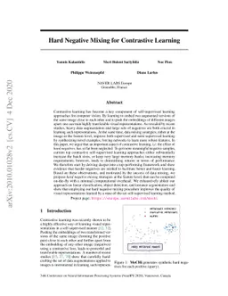 Hard Negative Mixing for Contrastive Learning