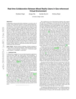 Real-time Collaboration Between Mixed Reality Users in Geo-referenced
  Virtual Environment