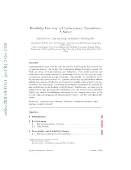Knowledge Discovery in Cryptocurrency Transactions: A Survey