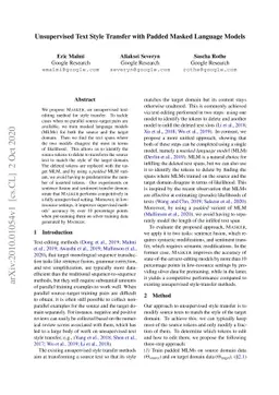 Unsupervised Text Style Transfer with Padded Masked Language Models