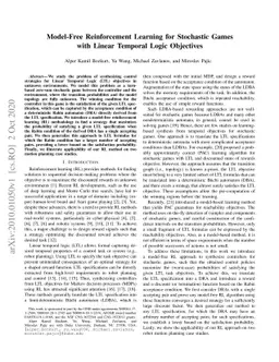Model-Free Reinforcement Learning for Stochastic Games with Linear
  Temporal Logic Objectives