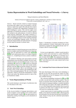 Syntax Representation in Word Embeddings and Neural Networks -- A Survey