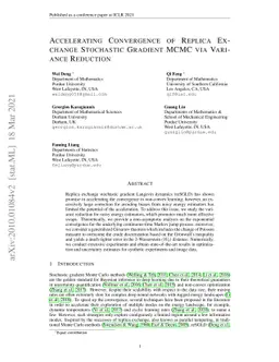 Accelerating Convergence of Replica Exchange Stochastic Gradient MCMC
  via Variance Reduction