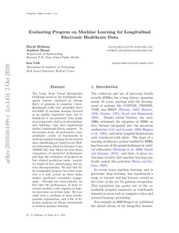 Evaluating Progress on Machine Learning for Longitudinal Electronic
  Healthcare Data