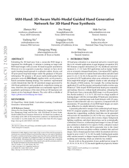 MM-Hand: 3D-Aware Multi-Modal Guided Hand Generative Network for 3D Hand
  Pose Synthesis