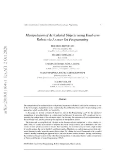 Manipulation of Articulated Objects using Dual-arm Robots via Answer Set
  Programming