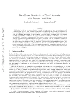 Data-Driven Certification of Neural Networks with Random Input Noise