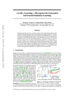 $f$-GAIL: Learning $f$-Divergence for Generative Adversarial Imitation
  Learning