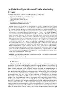 Artificial Intelligence Enabled Traffic Monitoring System