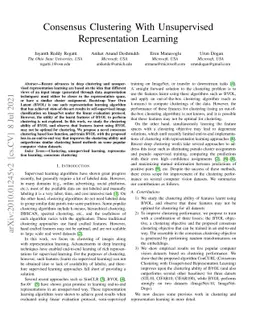 Consensus Clustering With Unsupervised Representation Learning