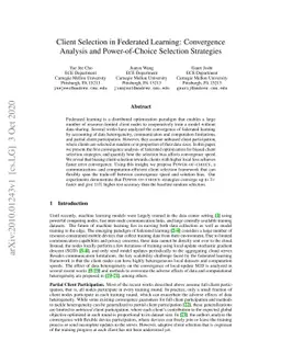 Client Selection in Federated Learning: Convergence Analysis and
  Power-of-Choice Selection Strategies