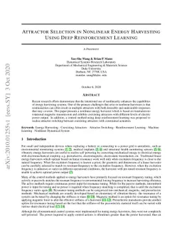 Attractor Selection in Nonlinear Energy Harvesting Using Deep
  Reinforcement Learning