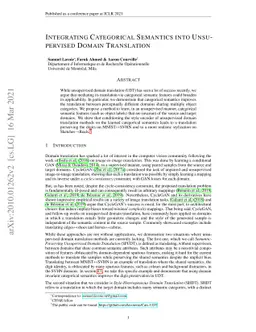 Integrating Categorical Semantics into Unsupervised Domain Translation