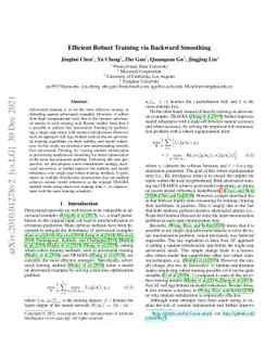 Efficient Robust Training via Backward Smoothing