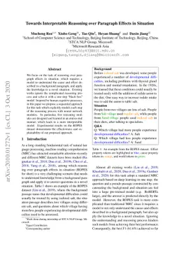 Towards Interpretable Reasoning over Paragraph Effects in Situation