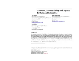 Accounts, Accountability and Agency for Safe and Ethical AI